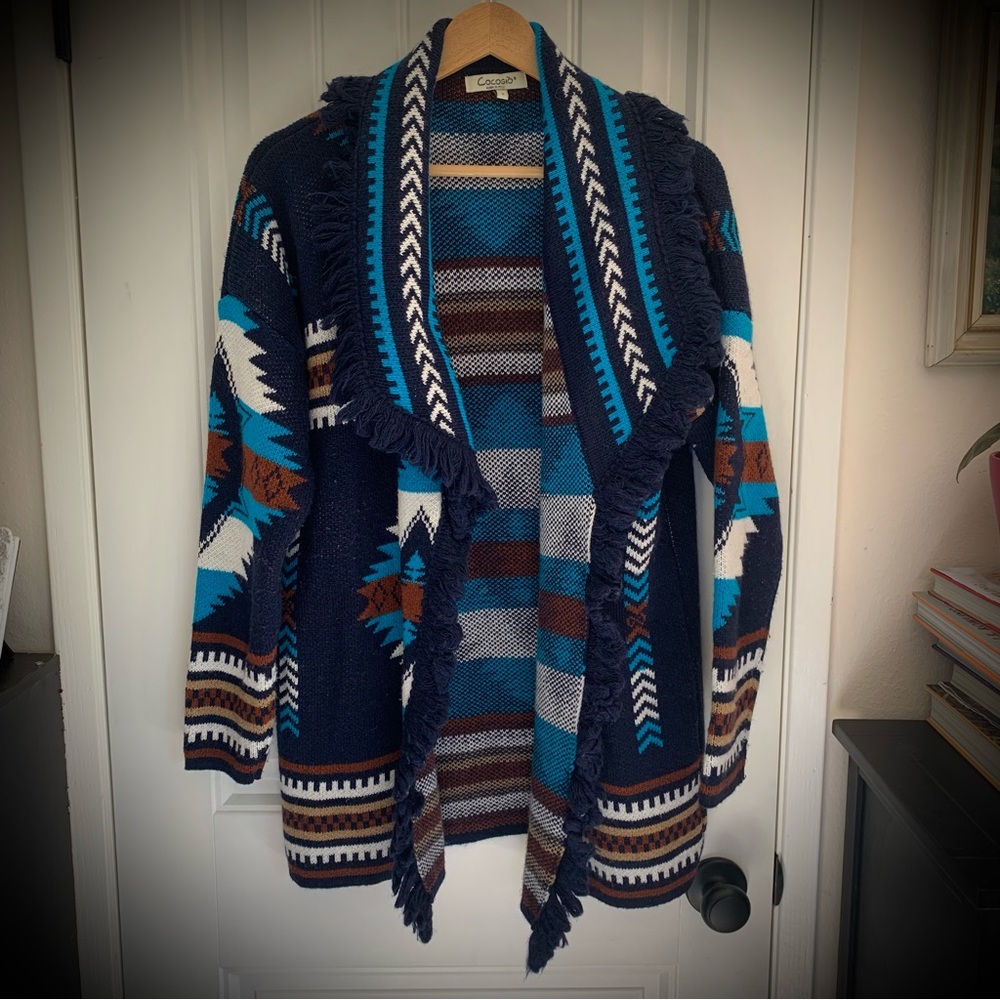 Chic Women’s Blue Patterned Sweater